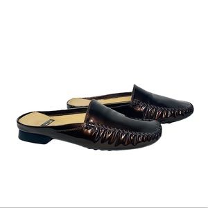 Stuart Weitzman Brown Patent Leather Slides